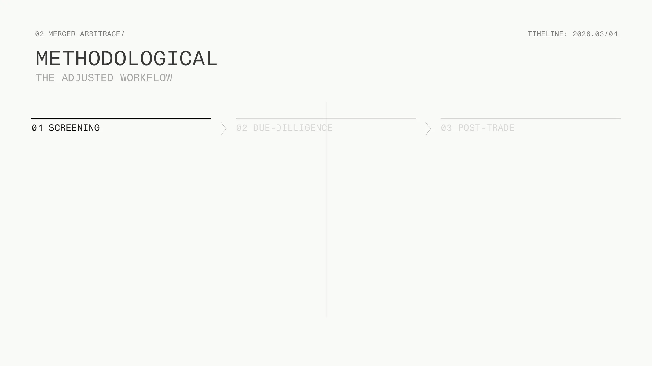 02 Merger Arbitrage — Methodological: The Adjusted Workflow, Screening