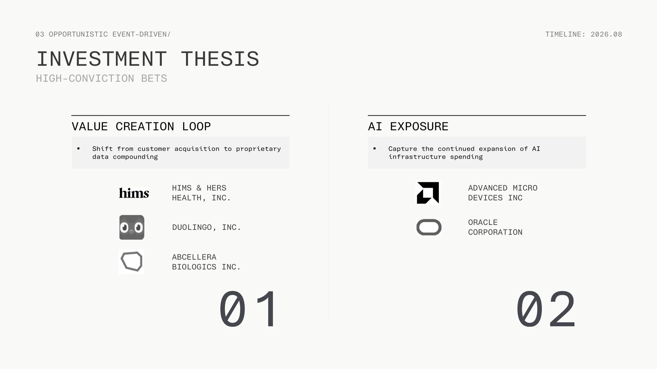 03 Opportunistic Event-Driven — Investment Thesis: High-Conviction Bets